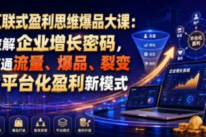 互联式盈利思维爆品大课：破解企业增长密码，打通流量、爆品、裂变与平…