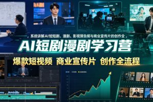 AI短剧漫剧学习营，系统讲解AI短剧、漫剧、影视预告片、爆款短视频与商…