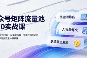 公众号矩阵流量池10.0实战课|搜一搜关键词排名、AI批量写文、多账号合…