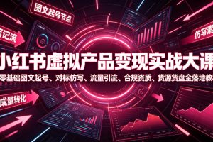 小红书虚拟产品变现实战大课｜零基础图文起号、对标仿写、流量引流、合…