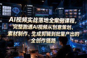 AI视频实战落地全案例课程，完整跑通AI视频从创意策划、素材制作、生成…