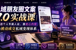 私域朋友圈文案7.0实战课｜塑造个人专属人设，靠走心内容打造被动成交…