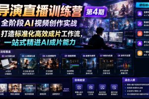AI导演直播训练营第4期｜全阶段AI视频创作实战，打造标准化高效成片工…