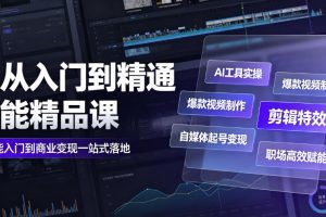 AI从入门到精通全能精品课|AI工具实操+爆款视频制作+剪辑特效+自媒体…