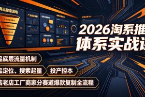 2026淘系推广体系实战课|新品底层流量机制、选品定位、搜索起量、投产…