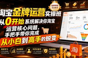 淘宝金牌运营实操班，从0开始系统解决你淘宝运营核心问题，手把手带你…