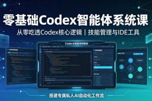零基础Codex智能体系统课｜从零吃透Codex核心逻辑、技能管理与IDE工具…