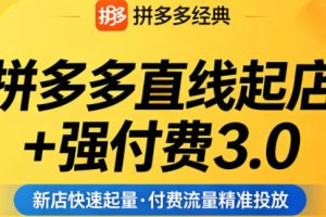 拼多多直线起店+强付费3.0，教你稳定起店、高效控投产、破解流量瓶颈（…
