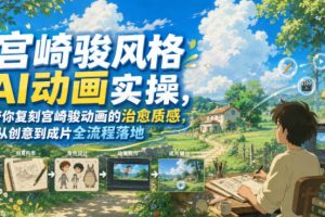 宫崎骏风格AI动画实操,带你复刻宫崎骏动画的治愈质感,从创意到成片全…