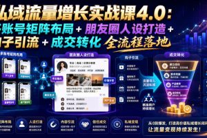私域流量增长实战课4.0：多账号矩阵布局+朋友圈人设打造+钩子引流+成交…