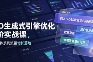 GEO生成式引擎优化进阶实战课|EEAT+DSS双驱动内容体系、用户模型搭建…