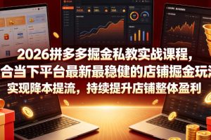2026拼多多掘金私教实战课程，整合当下平台最新最稳健的店铺掘金玩法，…