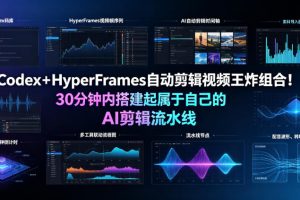 Codex＋HyperFrames自动剪辑视频王炸组合！30分钟内搭建起属于自己的A…