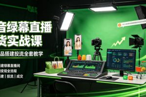 某社群抖音绿幕直播带货实战课，起号选品搭建投流全套教学，低成本搭建…