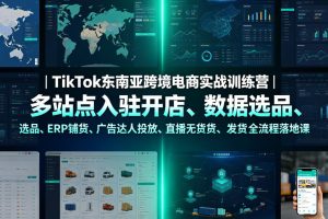 TikTok东南亚跨境电商实战训练营｜多站点入驻开店、数据选品、ERP铺货…