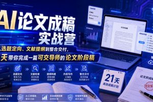 AI论文成稿实战营，从选题定向、文献提纲到整合交付，21天带你完成一篇…