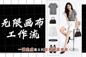 无限画布工作流，一键制作爆火的旋转换装视频，操作简单，零基础也能学…