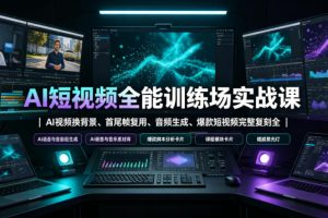 AI短视频全能训练场实战课|AI视频换背景、首尾帧复用、音频生成、爆款…