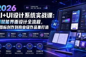 2026 AI+UI设计系统实战课：AI赋能界面设计全流程，从图标创作到商业级…