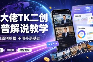 某大佬TK二创科普解说教学，不用原创拍摄不用外语基础，零基础做TikTo…