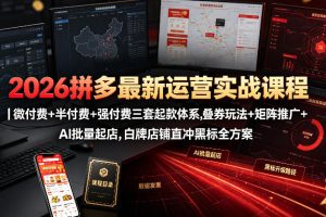 2026拼多多最新运营实战课程|微付费+半付费+强付费三套起款体系,叠券…
