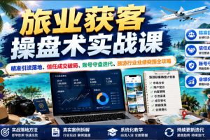 旅业获客操盘术实战课|精准引流落地、信任成交破局、账号守盘迭代、旅…