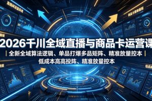 2026千川全域直播与商品卡运营课|全新全域算法逻辑、单品打爆多品矩阵…