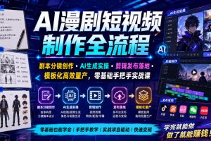 【第9752期】AI漫剧短视频制作全流程｜剧本分镜创作·AI生成实操·剪辑发布落地