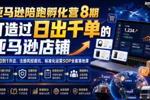 亚马逊陪跑孵化营8期，打造过日出千单的亚马逊店铺，新手0到1开店、注…
