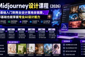 AI Midjourney设计课程（2026），从零基础入门到商业设计落地全链路，…
