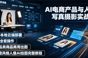 AI电商产品与人像写真摄影实战课|SD本地云端部署、MJ全套操作、多品类…