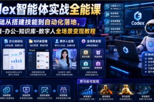 Codex智能体实战全能课｜0基础从搭建技能到自动化落地，视频剪辑-办公…