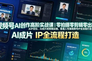 视频号AI创作高阶实战课｜零拍摄零剪辑零出镜，从IP定位、AI成片到剪辑…