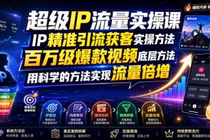 超级IP流量实操课，IP精准引流获客实操方法，百万级爆款视频底层方法，…