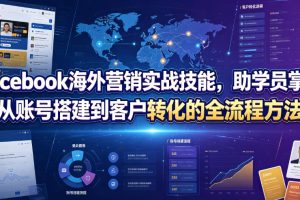 Facebook海外营销实战技能，助学员掌握从账号搭建到客户转化的全流程方…