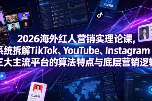 2026海外红人营销实理论课，系统拆解TikTok、YouTube、Instagram三大主…