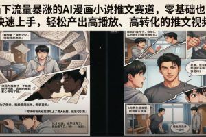 当下流量暴涨的AI漫画小说推文赛道，零基础也能快速上手，轻松产出高播…