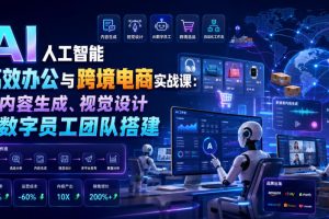 AI人工智能高效办公与跨境电商实战课:从内容生成、视觉设计到数字员工…