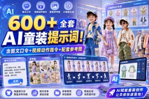 600+全套AI童装提示词!含图文口令+视频动作指令+配套参考图,Word-Ex…
