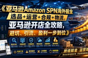 亚马逊Amazon SPN海外掘金，选品+运营+合规+物流，亚马逊开店全攻略，…