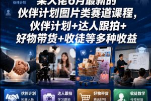 某大佬6月最新的伙伴计划图片类赛道课程,伙伴计划+达人跟拍+好物带货…