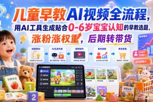 儿童早教AI视频全流程，用AI工具生成贴合0-6岁宝宝认知的早教选题，涨…