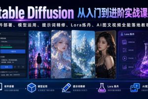 Stable Diffusion从入门到进阶实战课程｜软件部署、模型运用、提示词精…