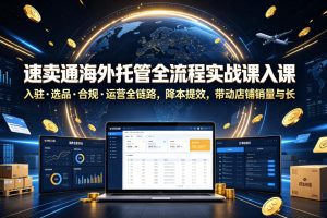 速卖通海外托管全流程实战课入驻选品合规运营全链路,降本提效,带动店…