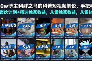 抖音10w博主利群之马的科普短视频解说,手把手教你解锁伙伴计划+精选独…