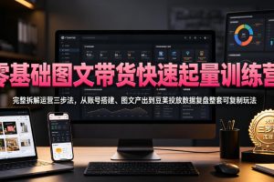 零基础图文带货快速起量训练营，完整拆解运营三步法，从账号搭建、图文…