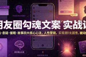 朋友圈勾魂文案实战课|洗脑·悬疑·催眠·故事四大核心心法,吃透人性…