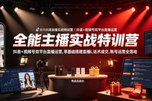 全能主播实战特训营｜抖音+视频号双平台直播运营，零基础搭建直播间、…