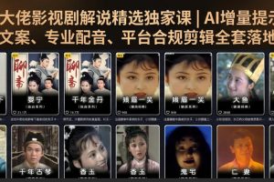 资深大佬影视剧解说精选独家课｜AI增量提示词、爆款文案、专业配音、平…