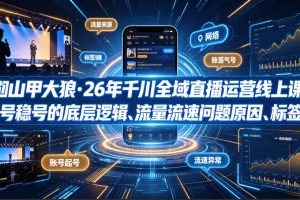 钏山甲大狼·26年千川全域直播运营线上课，起号稳号的底层逻辑、流量流…